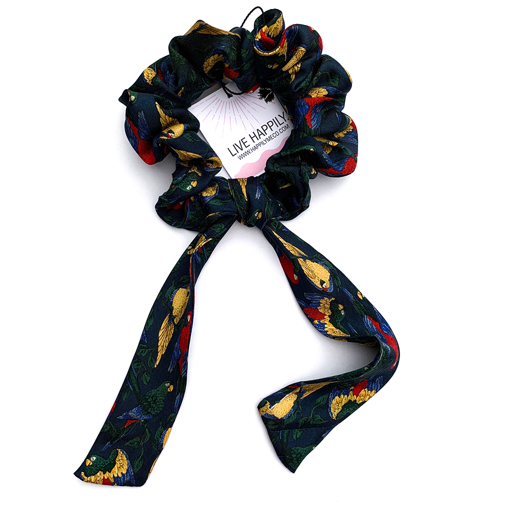 PARROTS OF PERU LUXURY SILK SCRUNCHIE - Happily MeCo